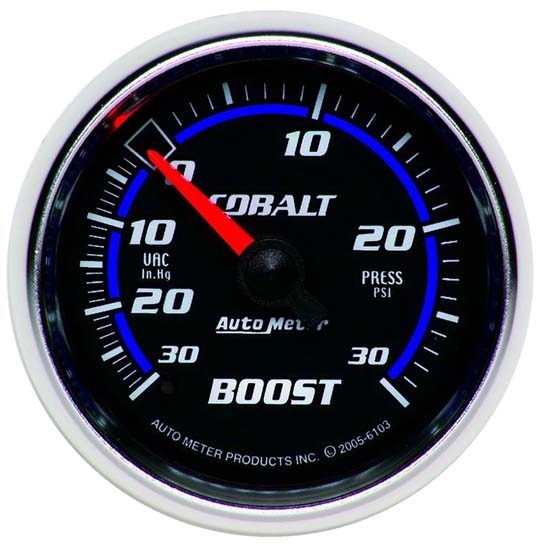 AutoMeter 6103 Cobalt Mechanical Boost/Vacuum Gauge, 2-1/16 Inch