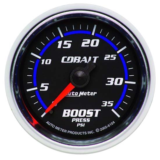 Auto Meter 6104 Cobalt Mechanical Boost Gauge, 2-1/16 Inch, 35 PSI