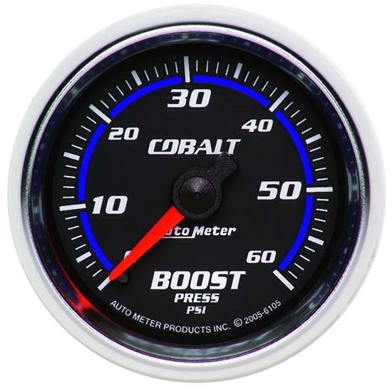 Auto Meter 6105 Cobalt Mechanical Boost Gauge, 2-1/16 Inch, 60 PSI