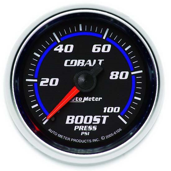 Auto Meter 6106 Cobalt Mechanical Boost Gauge, 2-1/16 Inch, 100 PSI