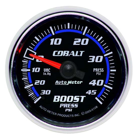 Auto Meter 6108 Cobalt Mechanical Boost/Vacuum Gauge, 2-1/16 Inch