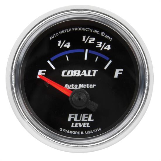 Auto Meter 6118 Cobalt Fuel Level Gauge, 2-1/16, 16/158 Ohm, Flat Lens