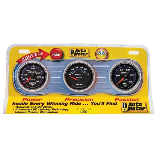 Auto Meter 6200 Cobalt Interact Pack Gauge Set, Oil/Water/Volt