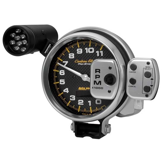 Auto Meter 6836 Carbon Fiber Air-Core Pedestal Tachometer Gauge