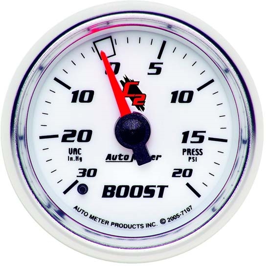 Auto Meter 7107 C2 Mechanical Boost/Vacuum Gauge, 2-1/16 Inch
