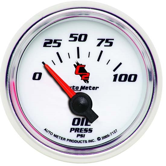 Auto Meter 7127 C2 Air-Core Oil Pressure Gauge, 2-1/16 Inch, 0-100 PSI