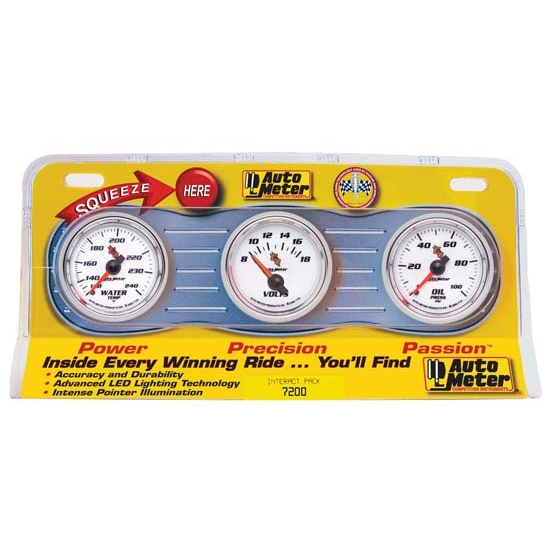 Auto Meter 7200 C2 Interact Pack Mechanical Gauge Set, Oil/Water/Volt