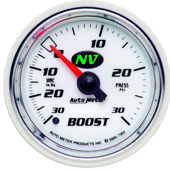 Auto Meter 7303 NV Mechanical Boost/Vacuum Gauge, 2-1/16 Inch