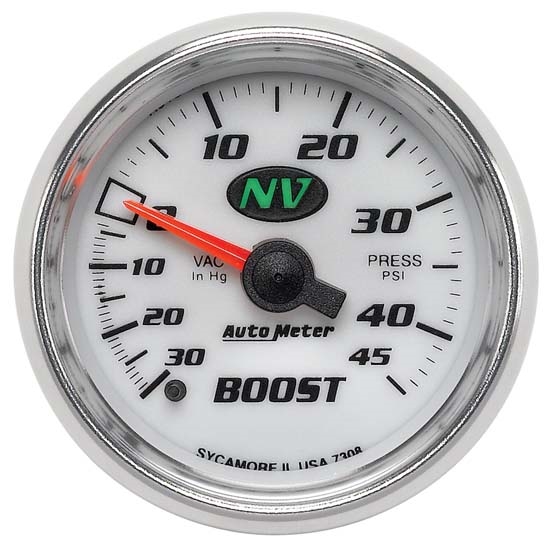 Auto Meter 7308 NV Mechanical Boost/Vacuum Gauge, 2-1/16 Inch
