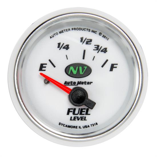 Auto Meter 7318 NV Fuel Level Gauge, 2-1/16, 16/158 Ohm, Flat Lens