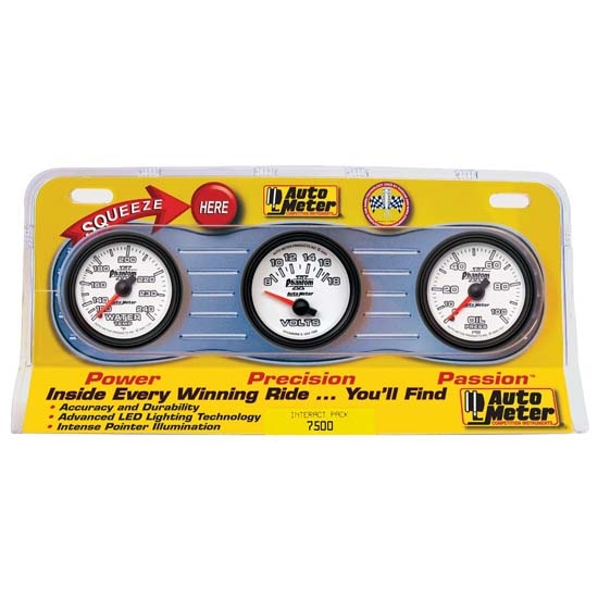 Auto Meter 7500 Phantom II Interact Pack Mechanical Gauge Set