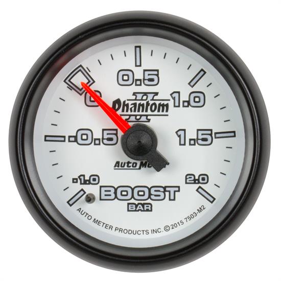 Auto Meter 7503-M2 Phantom II Boost/Vacuum Gauge, 2-1/16, -1-+2 BAR,