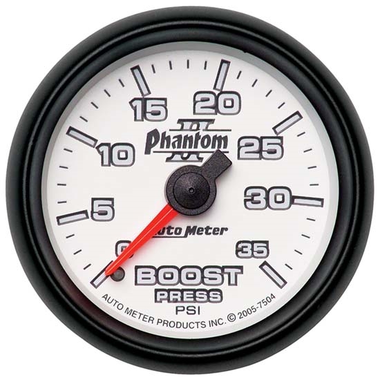 Auto Meter 7504 Phantom II Mechanical Boost Gauge, 35 PSI, 2-1/16 Inch