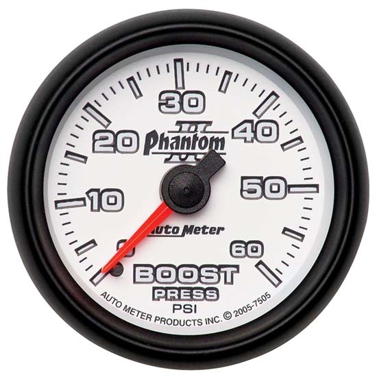 AutoMeter 7505 Phantom II Mechanical Boost Gauge, 60 PSI, 2-1/16