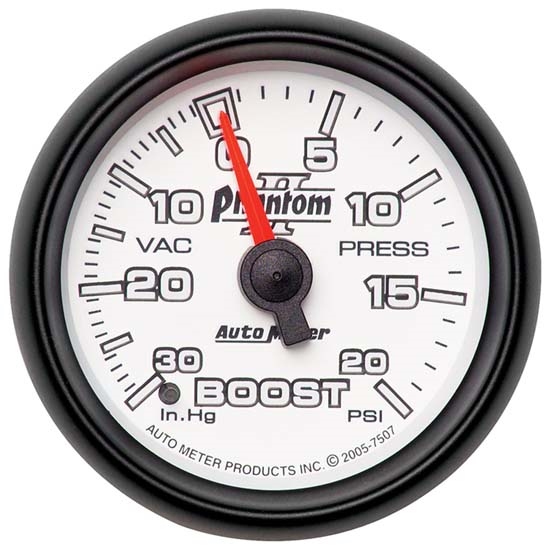 Auto Meter 7507 Phantom II Mechanical Boost/Vacuum Gauge, 2-1/16 Inch
