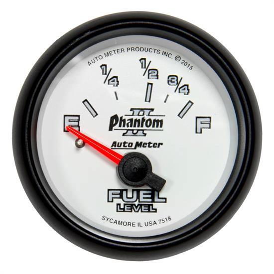 Auto Meter 7518 Phantom II Fuel Level Gauge, 2-1/16, 16/158 Ohm, Flat
