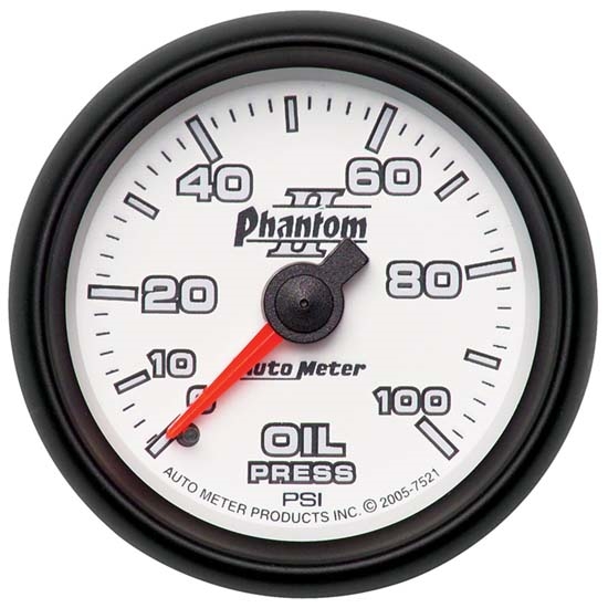 Auto Meter 7521 Phantom II Mechanical Oil Pressure Gauge, 2-1/16 Inch