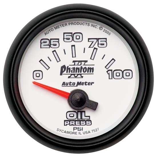 Auto Meter 7527 Phantom II Air-Core Oil Pressure Gauge, 2-1/16 Inch