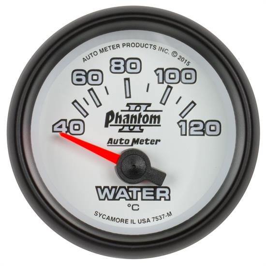 Auto Meter 7537-M Phantom II Water Temp Gauge, 2-1/16, 40-120 Deg., Flat