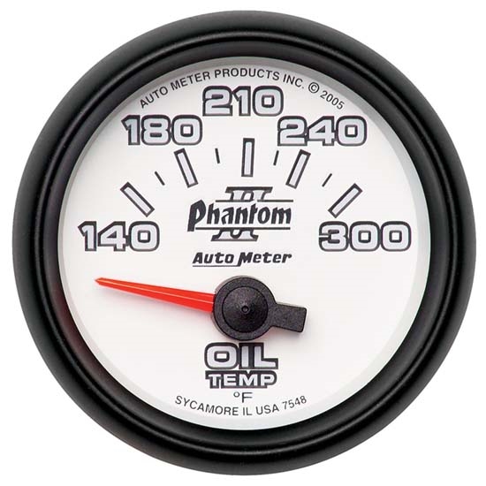 Auto Meter 7548 Phantom II Air-Core Oil Temperature Gauge, 2-1/16 Inch