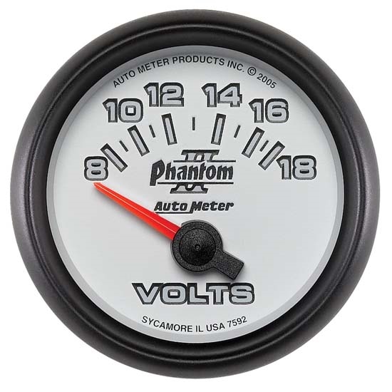 Auto Meter 7592 Phantom II Air-Core Voltmeter Gauge, 2-1/16 Inch