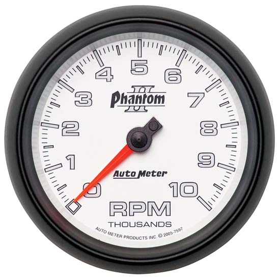 Auto Meter 7597 Phantom II Air-Core In-Dash Tachometer, 10k RPM, 3-3/8