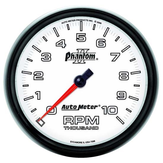 Auto Meter 7598 Phantom II Air-Core In-Dash Tachometer, 10k RPM, 5 In.