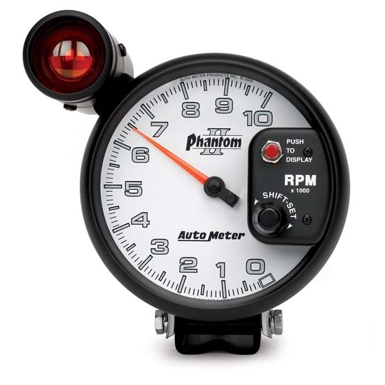 Auto Meter 7599 Phantom II Air-Core Pedestal Tachometer, 10k RPM, 5 In