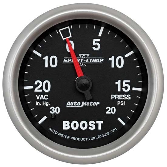 Auto Meter 7601 Sport-Comp II Mechanical Boost/Vacuum Gauge, 2-5/8