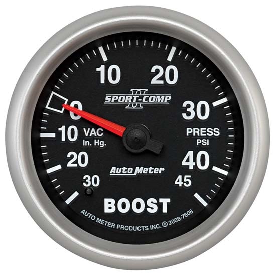Auto Meter 7608 Sport-Comp II Mechanical Boost/Vacuum Gauge, 2-5/8