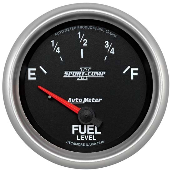 Auto Meter 7616 Sport-Comp II Air-Core Fuel Level Gauge, 2-5/8 Inch