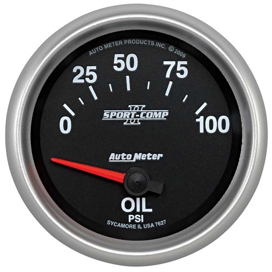 Auto Meter 7627 Sport-Comp II Air-Core Oil Pressure Gauge, 100 PSI
