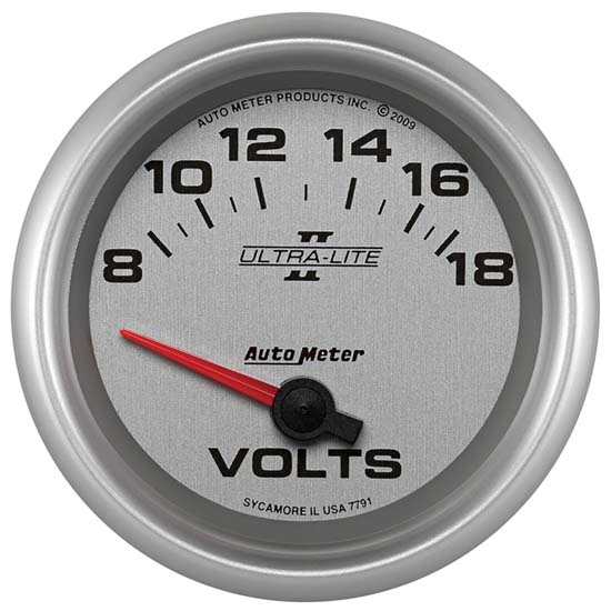 Auto Meter 7791 Ultra-Lite II Air-Core Voltmeter Gauge, 2-5/8 Inch