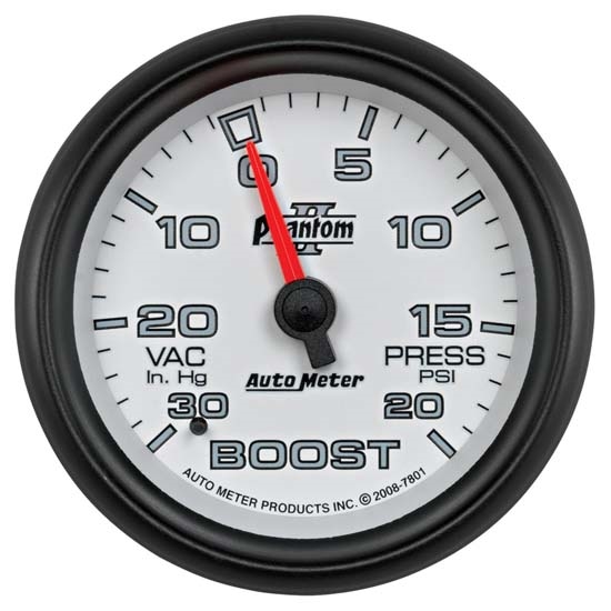 Auto Meter 7801 Phantom II Mechanical Boost/Vacuum Gauge, 2-5/8 Inch