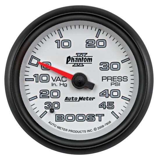 Auto Meter 7808 Phantom II Mechanical Boost/Vacuum Gauge, 2-5/8 Inch