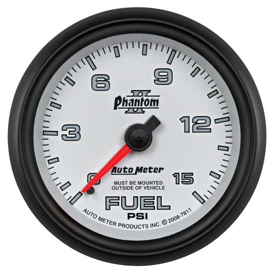 Auto Meter 7811 Phantom II Mechanical Fuel Pressure Gauge, 2-5/8 Inch