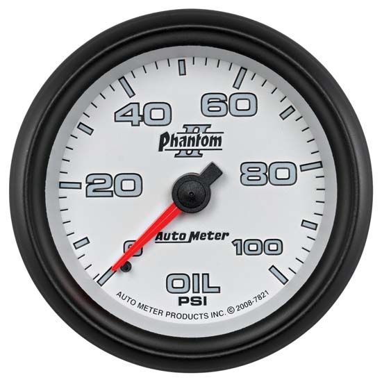 Auto Meter 7821 Phantom II Mechanical Oil Pressure Gauge, 2-5/8 Inch
