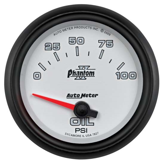 Auto Meter 7827 Phantom II Air-Core Oil Pressure Gauge, 2-5/8 Inch