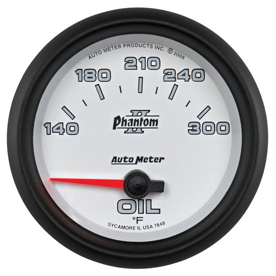 Auto Meter 7848 Phantom II Air-Core Oil Temperature Gauge, 2-5/8 Inch
