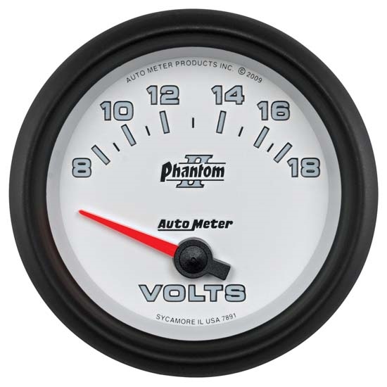Auto Meter 7891 Phantom II Air-Core Voltmeter Gauge, 2-5/8 Inch