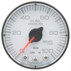 AutoMeter P314128 Spek-Pro Fuel Press. Gauge,2-1/16,0-100,Flat