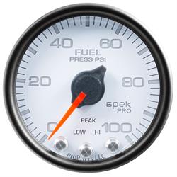 Auto Meter P31412 Spek-Pro Fuel Pressure Gauge, 2-1/16, 0-100 PSI, Domed
