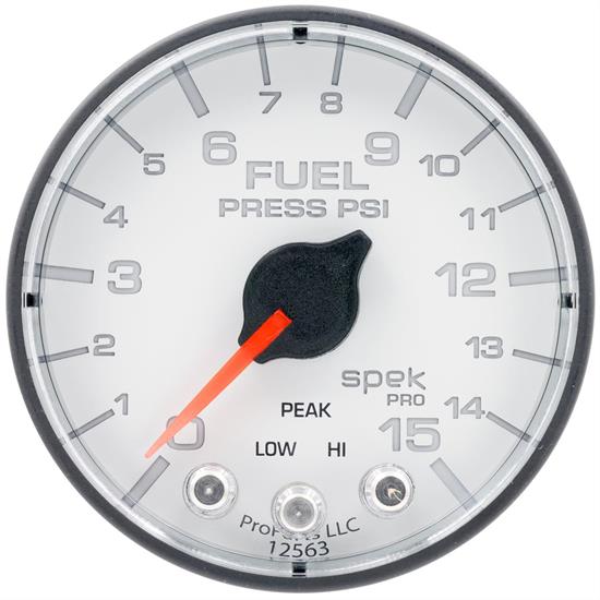 AutoMeter P315128 Spek-Pro Fuel Press. Gauge,2-1/16,0-15 PSI,Flat