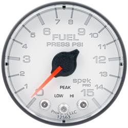 AutoMeter P315128 Spek-Pro Fuel Press. Gauge,2-1/16,0-15 PSI,Flat