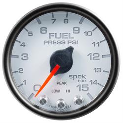 Auto Meter P31512 Spek-Pro Fuel Pressure Gauge, 2-1/16, 0-15 PSI, Domed
