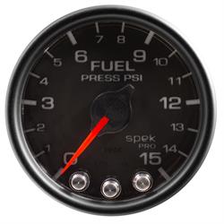 AutoMeter P31532 Spek-Pro Fuel Press. Gauge,2-1/16,0-15 PSI,Domed