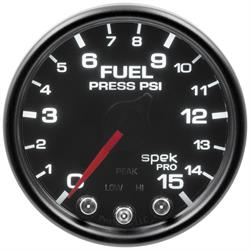 AutoMeter P31552 Spek-Pro Fuel Press. Gauge,2-1/16,0-15 PSI,Domed