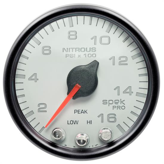 Auto Meter P32012 Spek-Pro Nitrous Gauge, 2-1/16, 0-1600 PSI, Domed