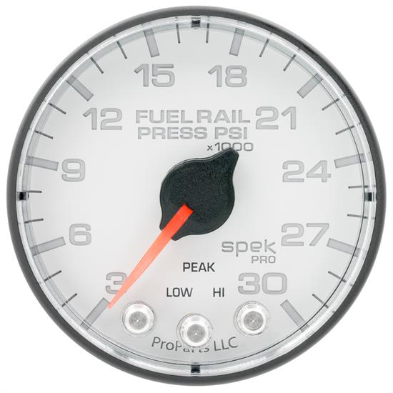 Auto Meter P321128 Spek-Pro Fuel Pressure Gauge, 2-1/16, 3-30K PSI, Flat