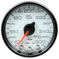 Auto Meter P32212 Spek-Pro Oil Temp Gauge, 2-1/16, 100-300 Deg., Domed